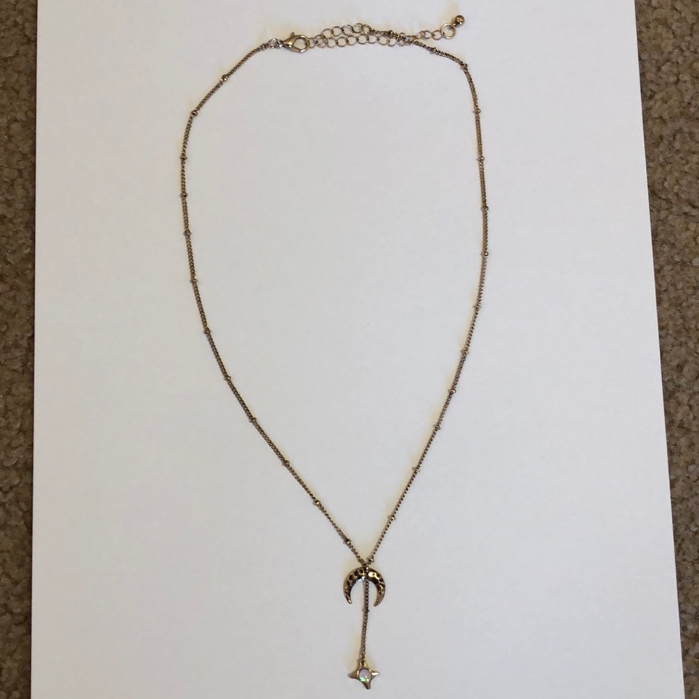 Moon and star drop necklace